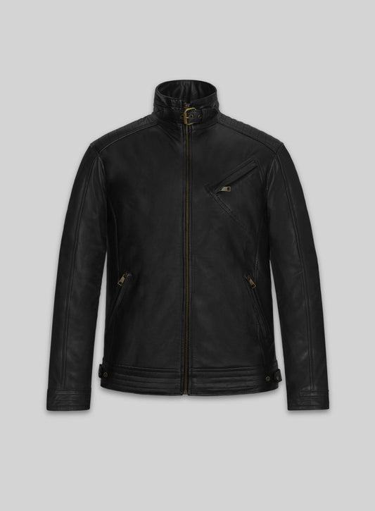 The Bourne Legacy Jeremy Renner Black Leather Jacket – front view