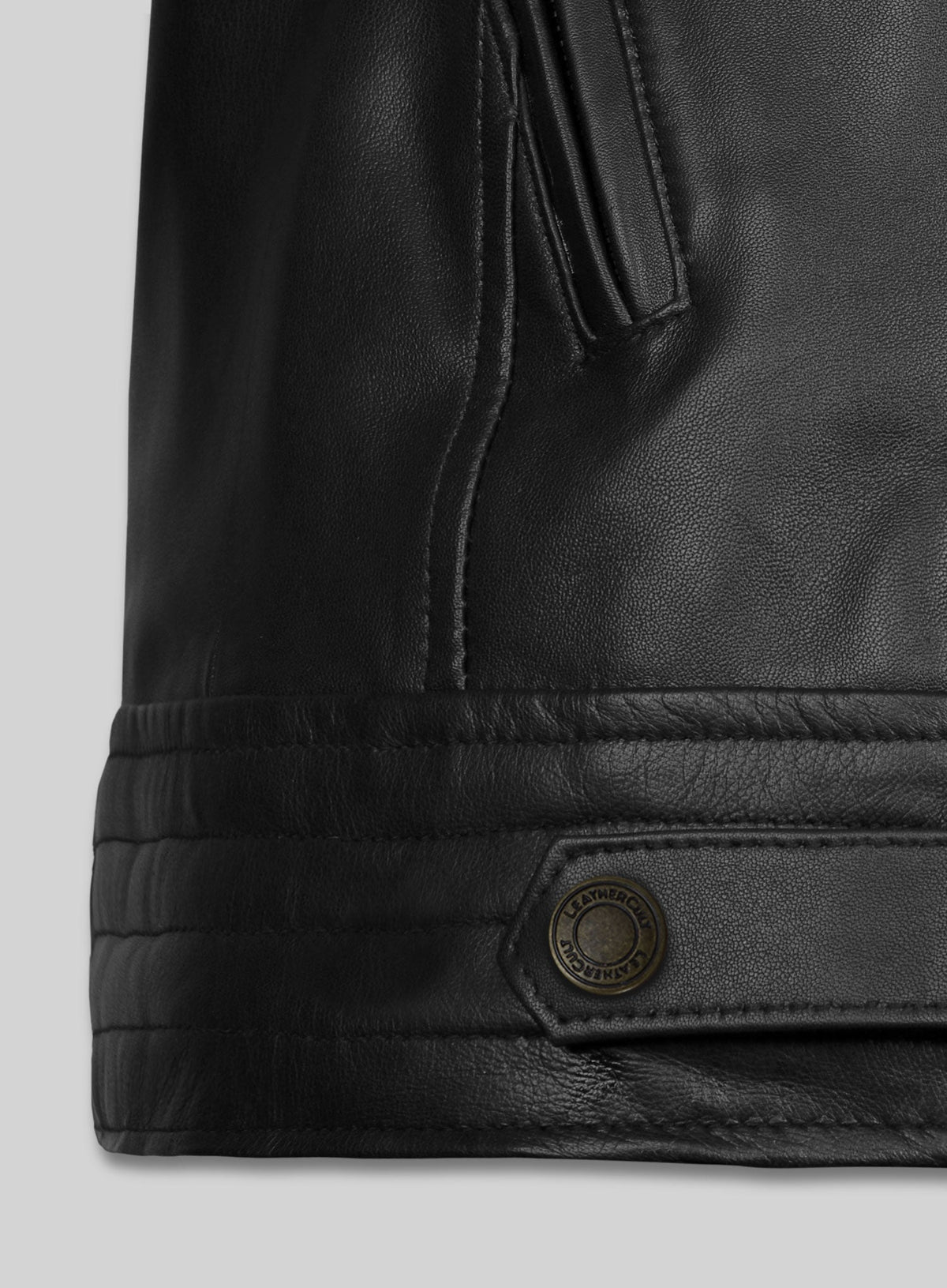 The Bourne Legacy Jeremy Renner Black Leather Jacket – close-up and worn views