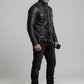 The Expendables Lee Christmas Black Leather Jacket – close-up and worn views