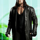 The Undertaker Black Leather Long Coat – front view