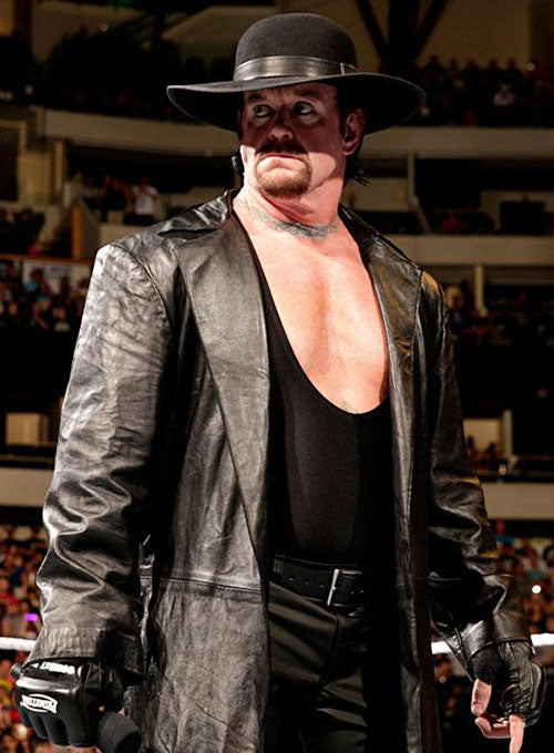 The Undertaker Black Leather Long Coat – alternate view
