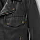The Wrecking Crew Jason Momoa Black Leather Jacket – close-up detail of front closure, pocket and leather stitching