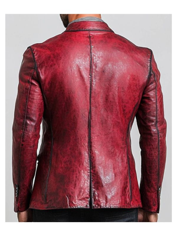 Theo Red Leather Blazer – Leather Blazer for Men Red