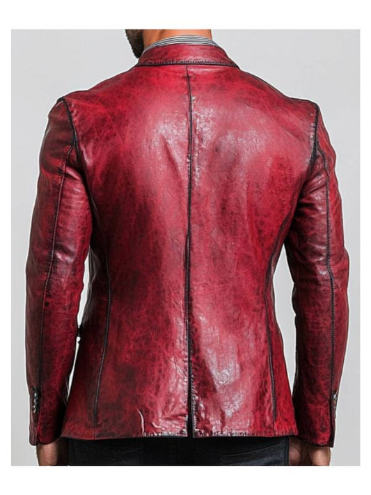 Theo Red Leather Blazer – Leather Blazer for Men Red