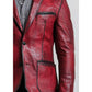 Theo Red Leather Blazer – Leather Blazer for Men Red