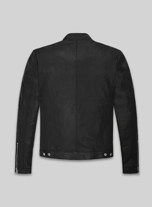 Tom Brady Black Leather Jacket – back view
