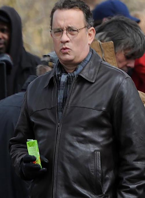 Tom Hanks Extremely Loud & Incredibly Close Black Leather Jacket – close-up and worn views