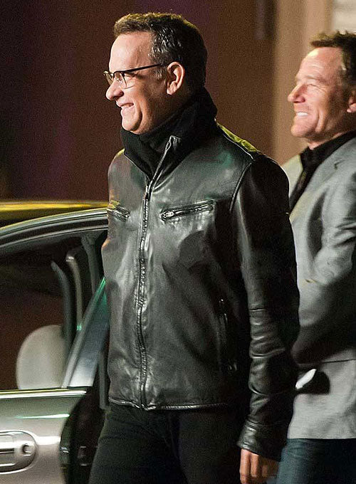 Tom Hanks Larry Crowne Black Leather Jacket – Tom Hanks wearing the look, photo 2