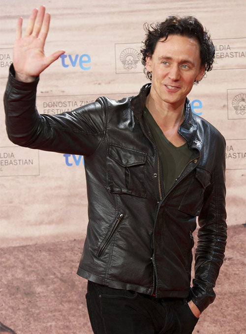 Tom Hiddleston Black Leather Jacket – Tom Hiddleston wearing the look, photo 3