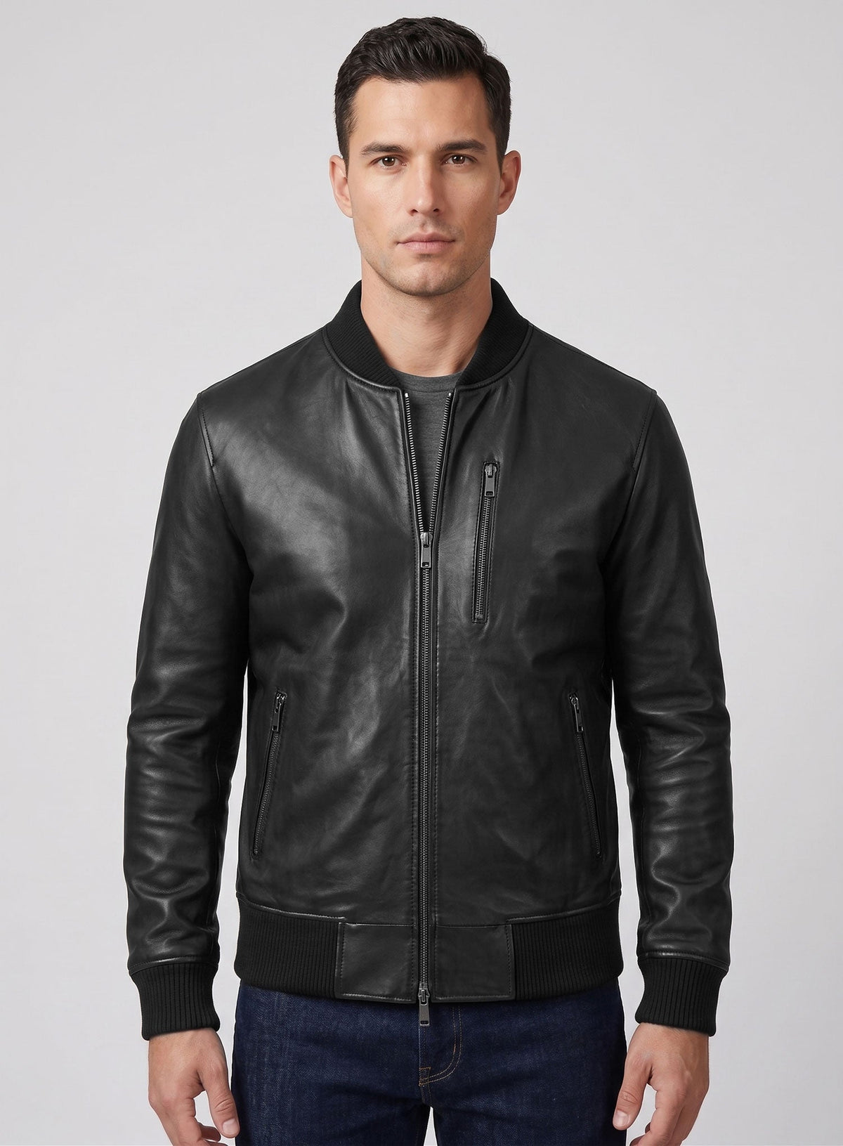 Tom Holland Black Leather Jacket – full product view