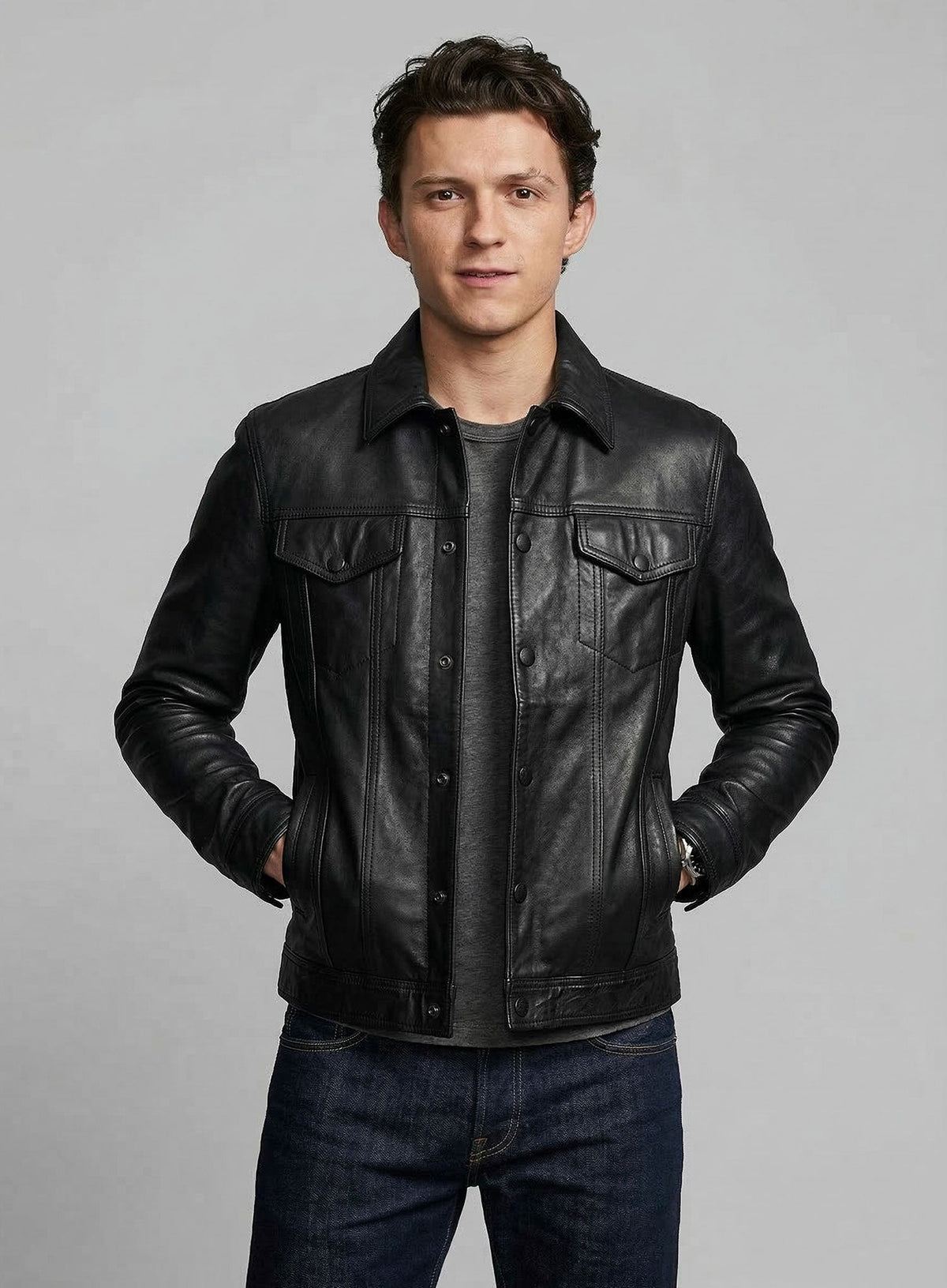 Tom Holland Uncharted Leather Jacket view 2