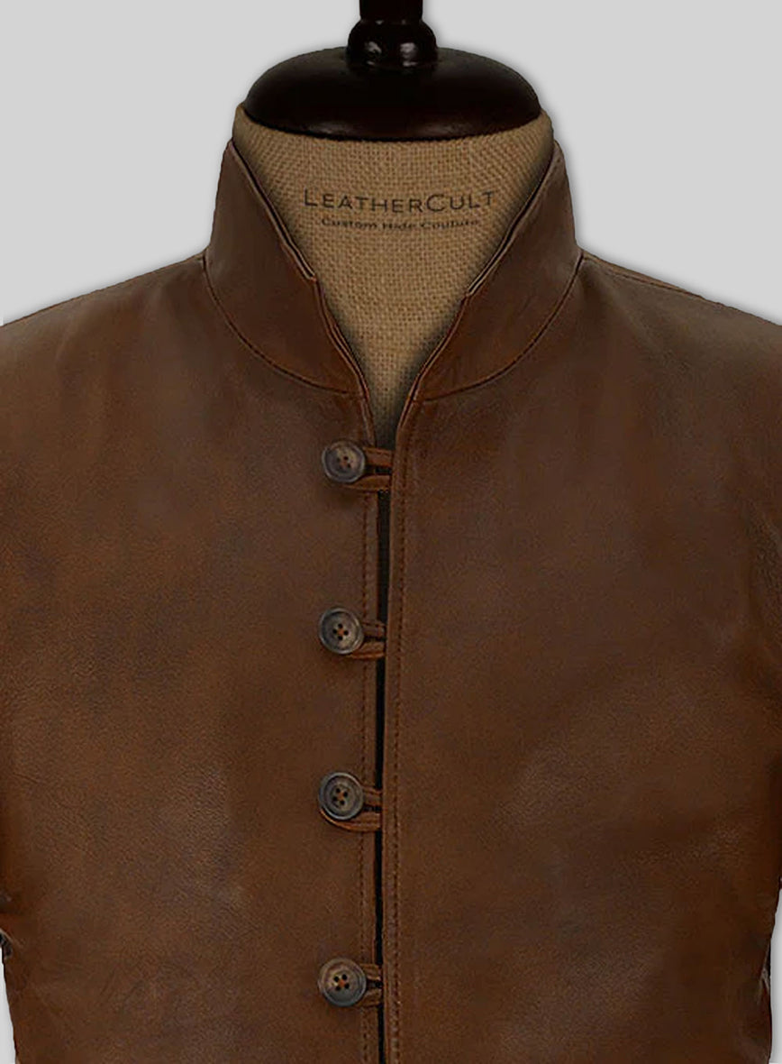 Tom Riley Da Vinci's Demons Black Leather Jacket Style 2 – close-up and worn views