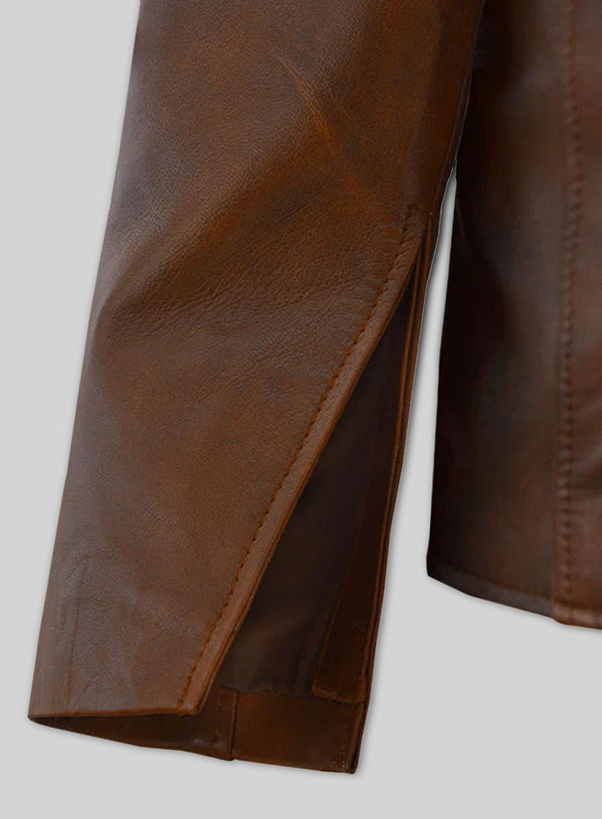 Tom Riley Da Vinci's Demons Black Leather Jacket Style 2 – close-up and worn views