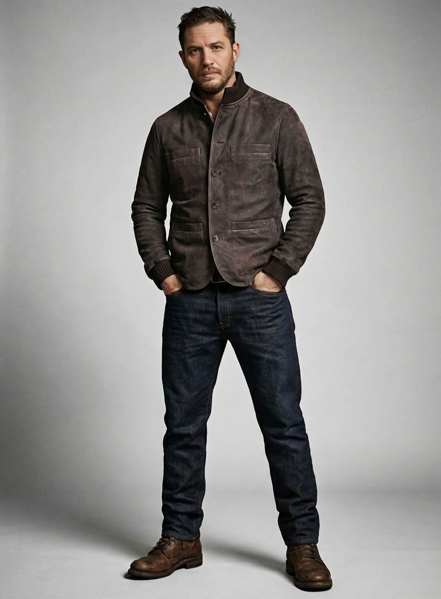 Tom Hardy MobLand Brown Leather Jacket in vintage brown Napa leather, product view 2