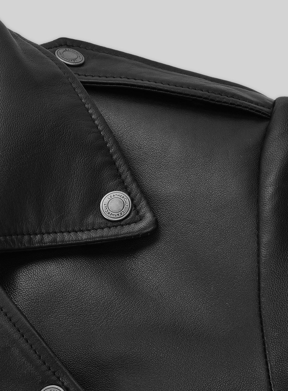 Triple H Black Leather Jacket – close-up and worn views