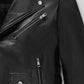 Triple H Black Leather Jacket – close-up detail of front closure, pocket and leather stitching