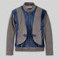 Tye Sheridan X-Men Apocalypse Gray & Blue Leather Jacket – front view