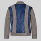 Tye Sheridan X-Men Apocalypse Gray & Blue Leather Jacket – back view