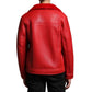 Men’s Trucker Red Shearling Leather Jacket — image 5