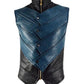 Vergil black and blue faux leather vest view 1