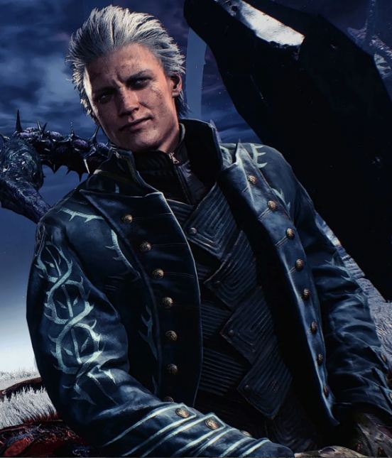 Vergil black and blue faux leather vest view 3