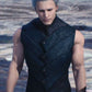 Vergil black and blue faux leather vest view 4