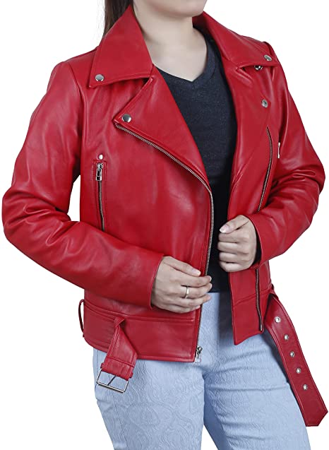 Women's Motorcycle Leather Jacket view 4