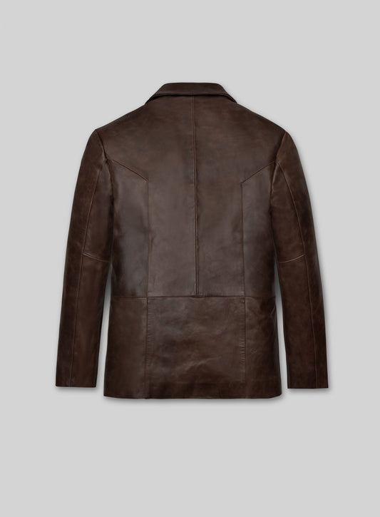 Johnny Depp Donnie Brasco Dark Espresso Leather Blazer, product view 2