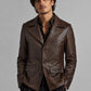 Johnny Depp Donnie Brasco Dark Espresso Leather Blazer, product view 5