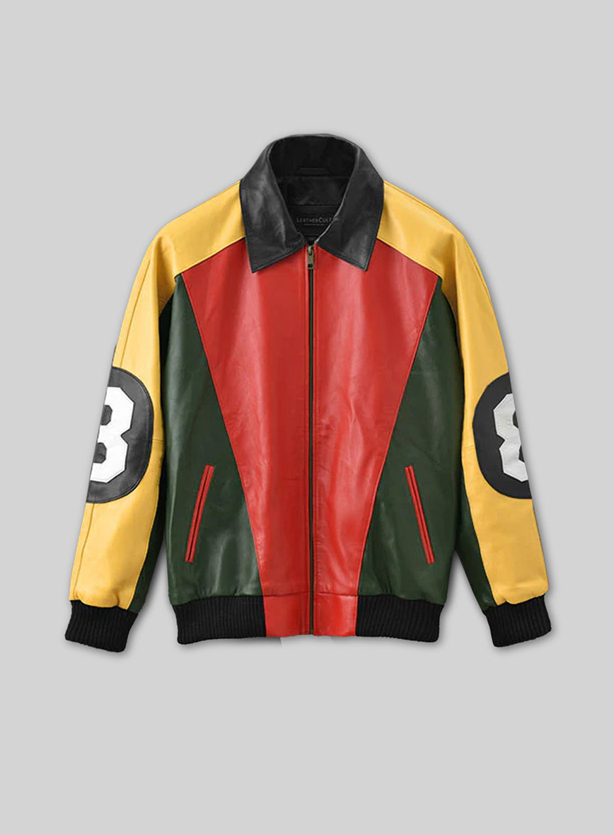 Patrick Warburton Seinfeld 8 Ball Leather Bomber Jacket, product view 1