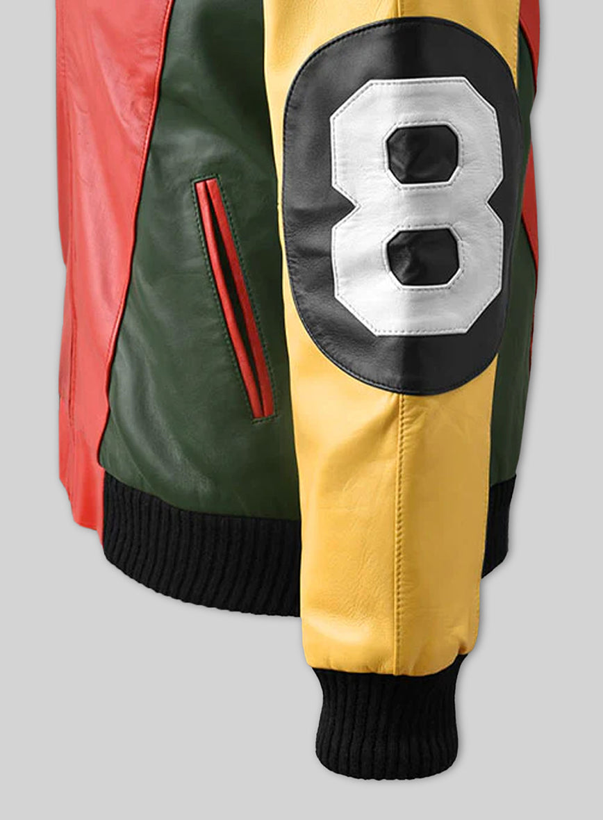 Patrick Warburton Seinfeld 8 Ball Leather Bomber Jacket, product view 4