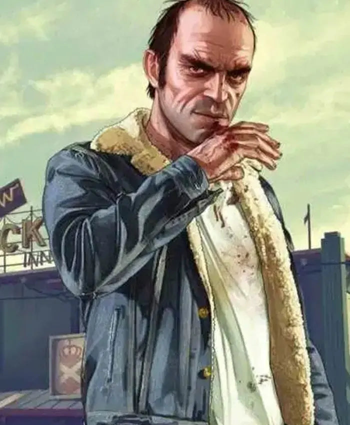 GTA 5 Trevor Philips Blue Denim Jean Jacket — view 3