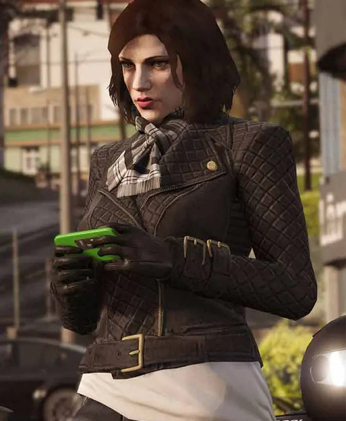 GTA 6 Female Protagonist Biker Leather Jacket — view 2