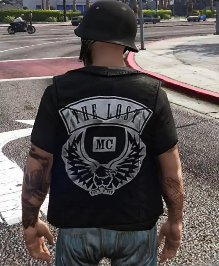 The Lost MC GTA 5 Black Leather Vest — view 3