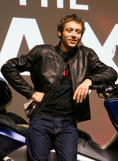 Valentino Rossi Black Leather Jacket – Valentino Rossi celebrity photo