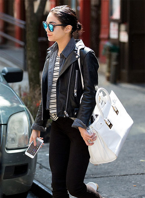 Vanessa Hudgens Black Biker Leather Jacket – alternate view