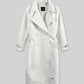 Vanessa Kirby Mission Impossible Fallout Black Leather Long Coat – close-up detail of leather and stitching