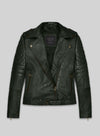 Victoria Justice Green Leather Jacket – front view