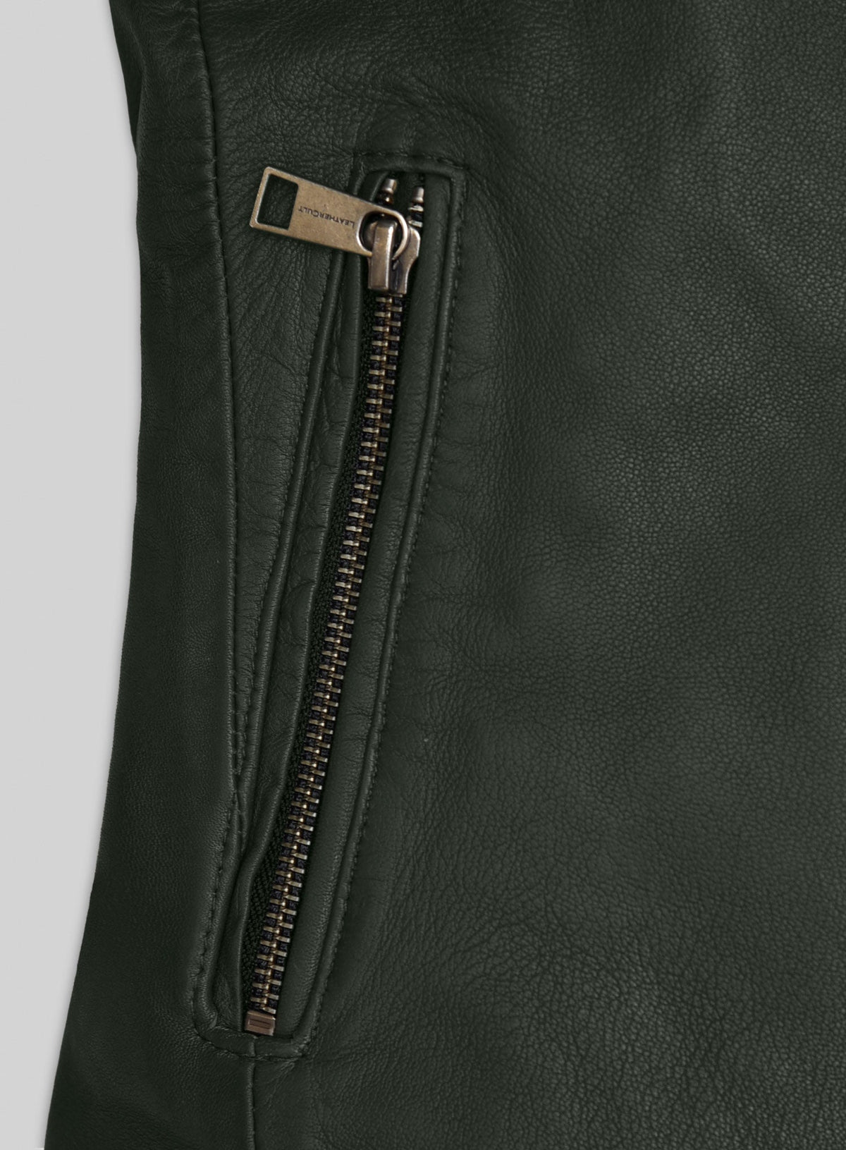 Victoria Justice Green Leather Jacket – close-up and worn views