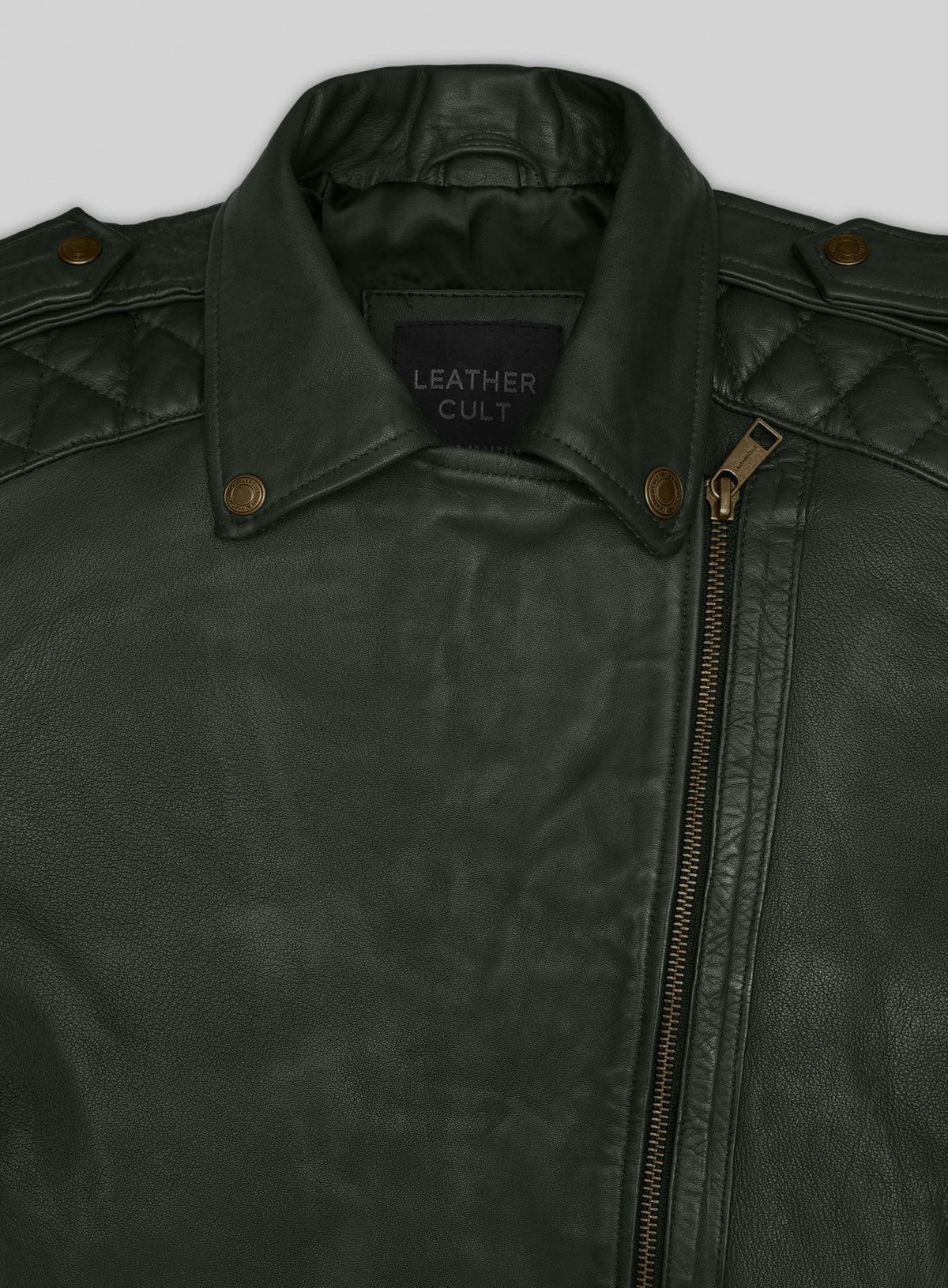 Victoria Justice Green Leather Jacket – close-up and worn views