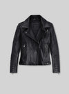 Victoria Justice Black Biker Leather Jacket – front view
