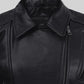 Victoria Justice Black Biker Leather Jacket – close-up and worn views