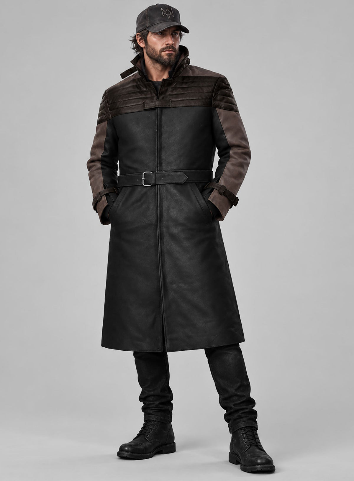 Watch Dogs 3 Legion Aiden Leather Trench Coat view 6