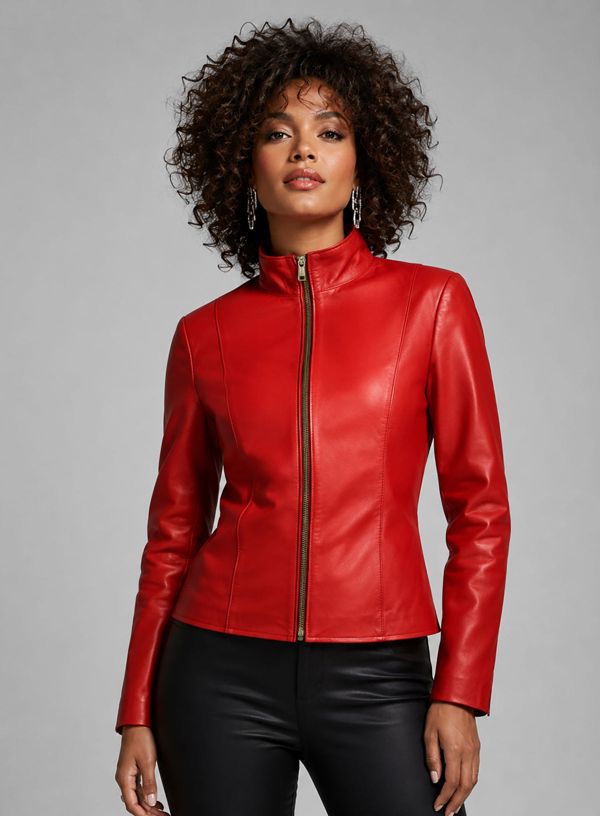 Whitney Houston Black Leather Jacket – full product view