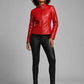 Whitney Houston Black Leather Jacket – close-up and worn views