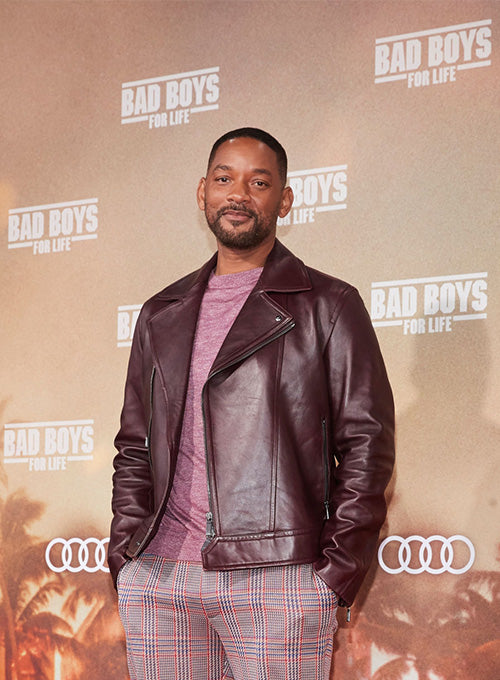 Will Smith Bad Boys for Life Premiere Burgundy Leather Jacket – celebrity inspiration look