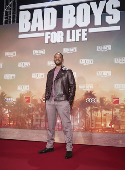 Will Smith Bad Boys for Life Premiere Burgundy Leather Jacket – celebrity inspiration look