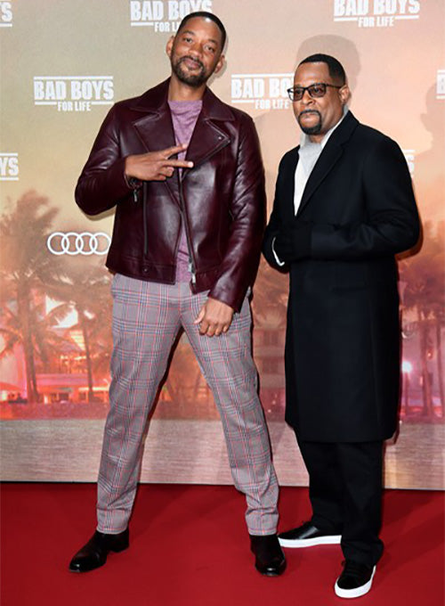 Will Smith Bad Boys for Life Premiere Burgundy Leather Jacket – celebrity inspiration look