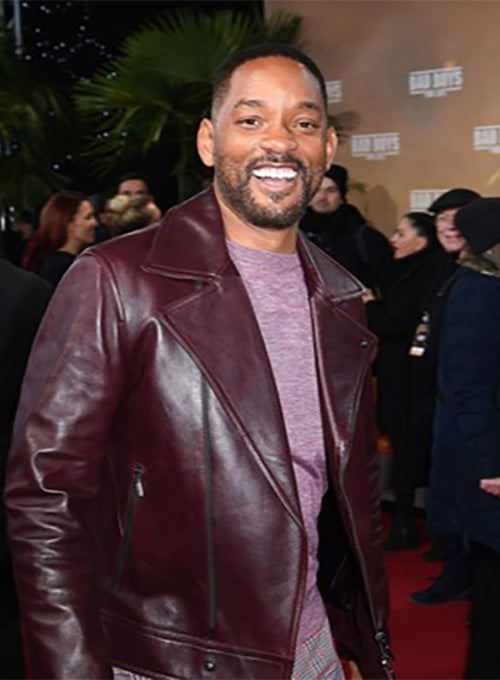 Will Smith Bad Boys for Life Premiere Burgundy Leather Jacket – celebrity inspiration look
