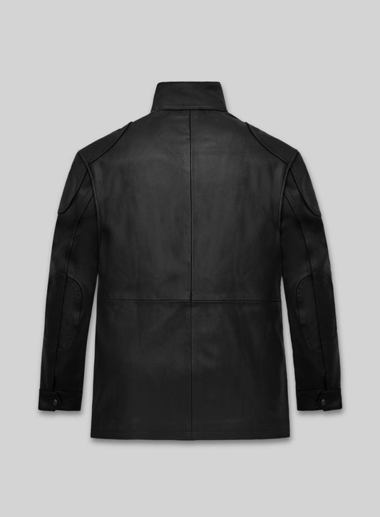 Will Smith I am Legend Black Leather Jacket – back view